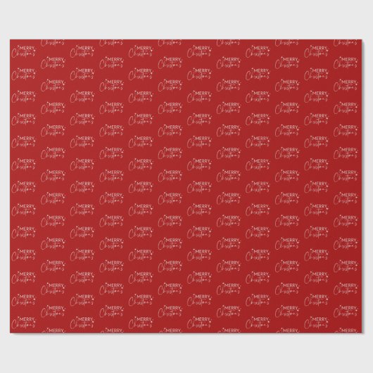 Red Merry Christmas Wrapping Paper Geschenkpapier (Flach)