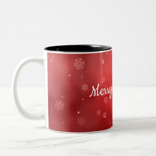 Red Merry Christmas Zwei-Tone-Tasse Zweifarbige Tasse (Links)