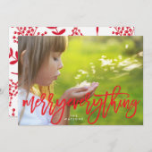 Red Merry Everything Foto Feiertagskarte (Vorne/Hinten)