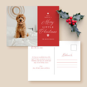 Red Merry Little Christmas Pet Holiday Postcard Feiertagspostkarte