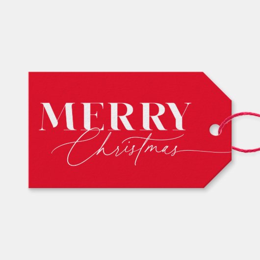 Red Merry Magic Weihnachten Geschenkanhänger (Vorderseite (Horizontal))