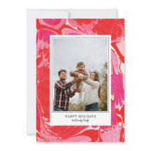 Red Merry Marble Holiday Foto Card