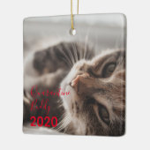 Red Merry Pawsmas Quarantine Buddy Chat Weihnachte Keramikornament (Links)