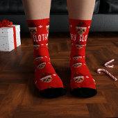 Red Merry Slothmas Weihnachtssocken Socken
