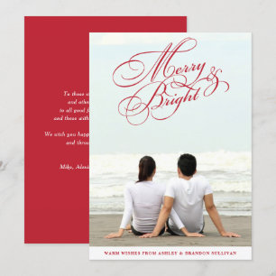 Red Merry und Bright Calligraphy Weihnachts-Foto Feiertagskarte