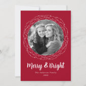 Red Merry und Bright Foto Feiertagskarte (Vorderseite)
