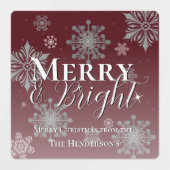 Red Merry und Bright Schneeflocken Weihnachtsgebäc Etiketten (Design 2)