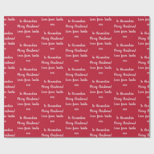 Red Merry Weihnachten Personalisierter Name von Sa Geschenkpapier