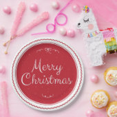 Red Merry Weihnachts-Briefmarke Paper Teller (Party)