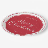 Red Merry Weihnachts-Briefmarke Paper Teller (Schrägansicht)