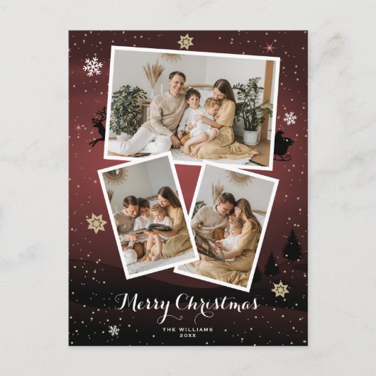 Red Merry Weihnachts-Foto Postkarten (Vorderseite)