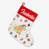 Red Merry Weihnachts Ox Kuh Weihnachtsmannmütze Ur Großer Weihnachtsstrumpf (Vorderansicht (hängend))