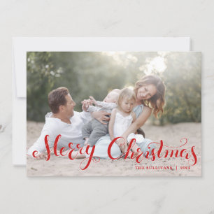 Red Merry Weihnachts Script Foto Flatcard Feiertagskarte