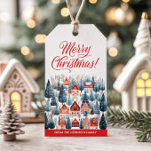 Red Merry Weihnachts Winter Village Urlaub Geschenkanhänger