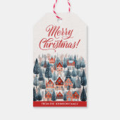 Red Merry Weihnachts Winter Village Urlaub Geschenkanhänger (Rückseite)