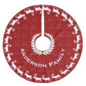 Red Merry Weihnachtsfamilie Name Reindeer Arrows Polyester Weihnachtsbaumdecke (Vorderseite)