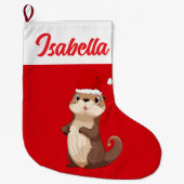 Red Merry Weihnachtshörnchen Biber Weihnachtsmannm Großer Weihnachtsstrumpf (Vorderseite)