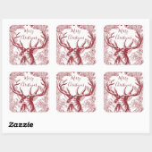 Red Merry Weihnachtsmann mit Knechteln Quadratischer Aufkleber (Blatt)