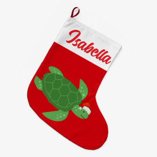 Red Merry Weihnachtsschildkröte Weihnachtsmannmütz Großer Weihnachtsstrumpf