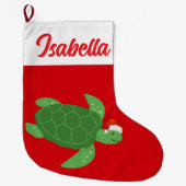 Red Merry Weihnachtsschildkröte Weihnachtsmannmütz Großer Weihnachtsstrumpf (Vorderseite)