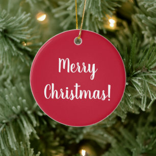 Red Merry Weihnachtstypografie Festival Keramik Ornament
