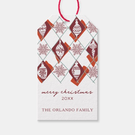 Red Merry Weihnachtstypografie Weihnachtsgeschenk Geschenkanhänger (Vorderseite)