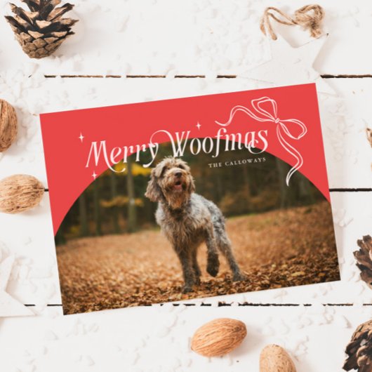 Red Merry Woofmas Hund Weihnachtskarte Feiertagskarte