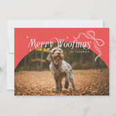 Red Merry Woofmas Hund Weihnachtskarte Feiertagskarte (Vorderseite)