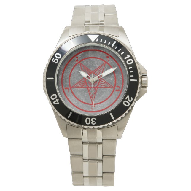 Red Metal Baphomet Watch Armbanduhr (Vorderseite)