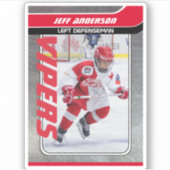 Red Metal Ice Hockey Trading Card Aufkleber (Vorderseite)