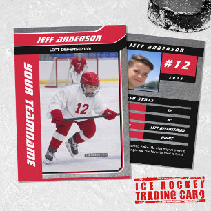 Red Metal Ice Hockey Trading Card Telefonnummerkarte