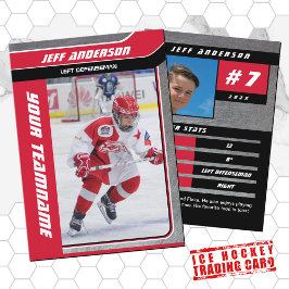 Red Metal Ice Hockey Trading Card Telefonnummerkarte