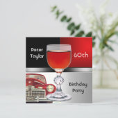 Red Metal Silver Red Car Mens 60. Geburtstag Mann Einladung (Stehend Vorderseite)