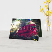 Red Metal Toy Train Karte (Gelbe Blume)