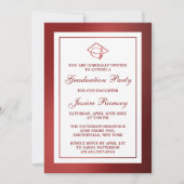 Red Metallic Abschluss Hat Graduation Party Einladung (Vorderseite)