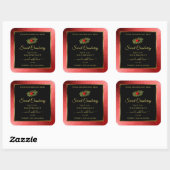 Red Metallic Glitzer Black Product Labels Ladybug Quadratischer Aufkleber (Blatt)
