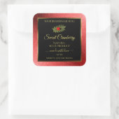 Red Metallic Glitzer Black Product Labels Ladybug Quadratischer Aufkleber (Tasche)