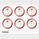 Red Metallic Glitzer White Product Labels Ladybug Runder Aufkleber (Blatt)