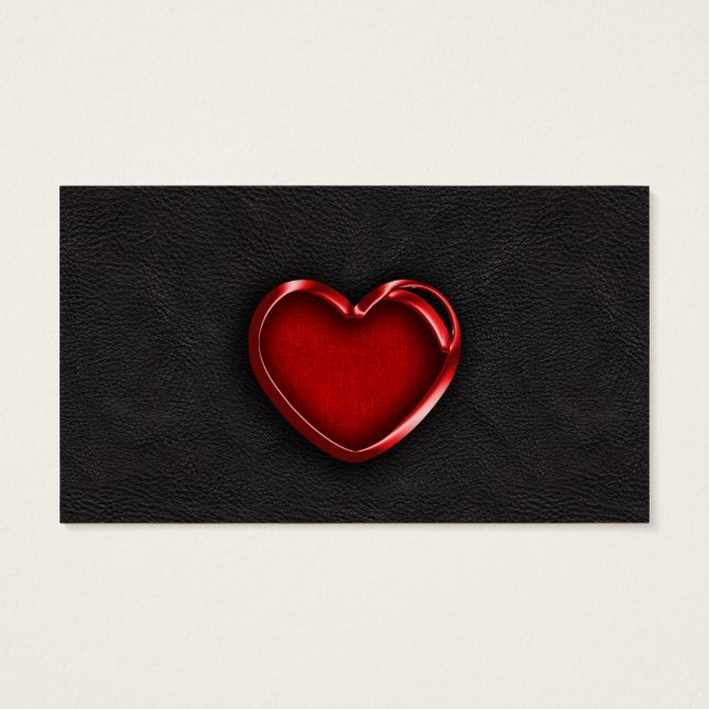 Red Metallic Heart on Black Leather (Rückseite)