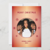 Red Metallic Snowflake Family Foto Weihnachtskarte (Vorderseite)