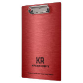 Red Metallic Texture Custom Black Text Klemmbrett (Links)