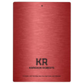 Red Metallic Texture Custom Black Text Klemmbrett (Rückseite)