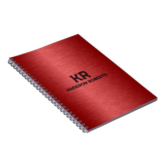 Red Metallic Texture Custom Black Text Notizblock (Rechte Seite)