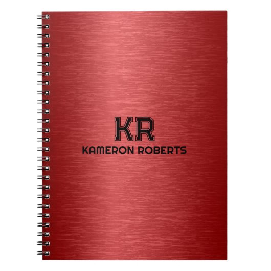 Red Metallic Texture Custom Black Text Notizblock (Vorderseite)