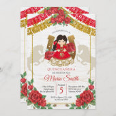 Red Mexican Charra Quinceañera Western Einladung (Vorne/Hinten)