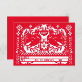 Red Mexican Fantail Doves Papel Picado RSVP Karte (Vorne/Hinten)