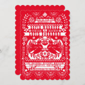 Red Mexican Fantail Doves Papel Picado Wedding Einladung (Vorne/Hinten)