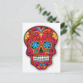 Red Mexican Sugar Skull Day of the Dead Postkarte (Stehend Vorderseite)
