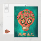 Red Mexican Sugar Skull Postkarte (Vorne/Hinten)