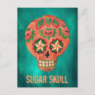 Red Mexican Sugar Skull Postkarte